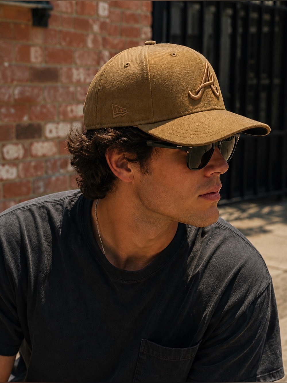 Mew Era 59FIFTU Atlanta Braves Tonal Camel Tan Fitted Hat 7 5/8 MLB